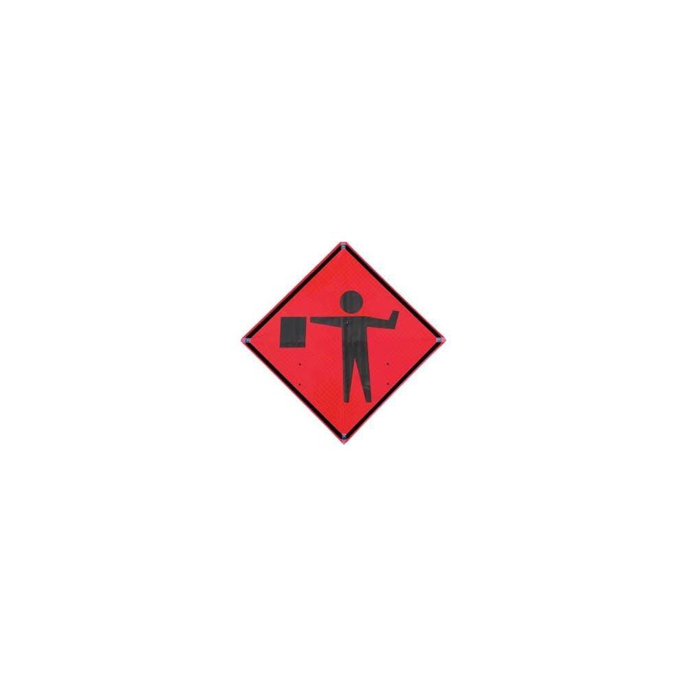 Vizcon 48 x 48in Reflective PP HF Flagger Ahead Symbol Sign, large image number 2