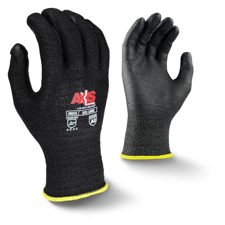 Radians AXIS Work Glove Touchscreen Cut Level A2 Black Large