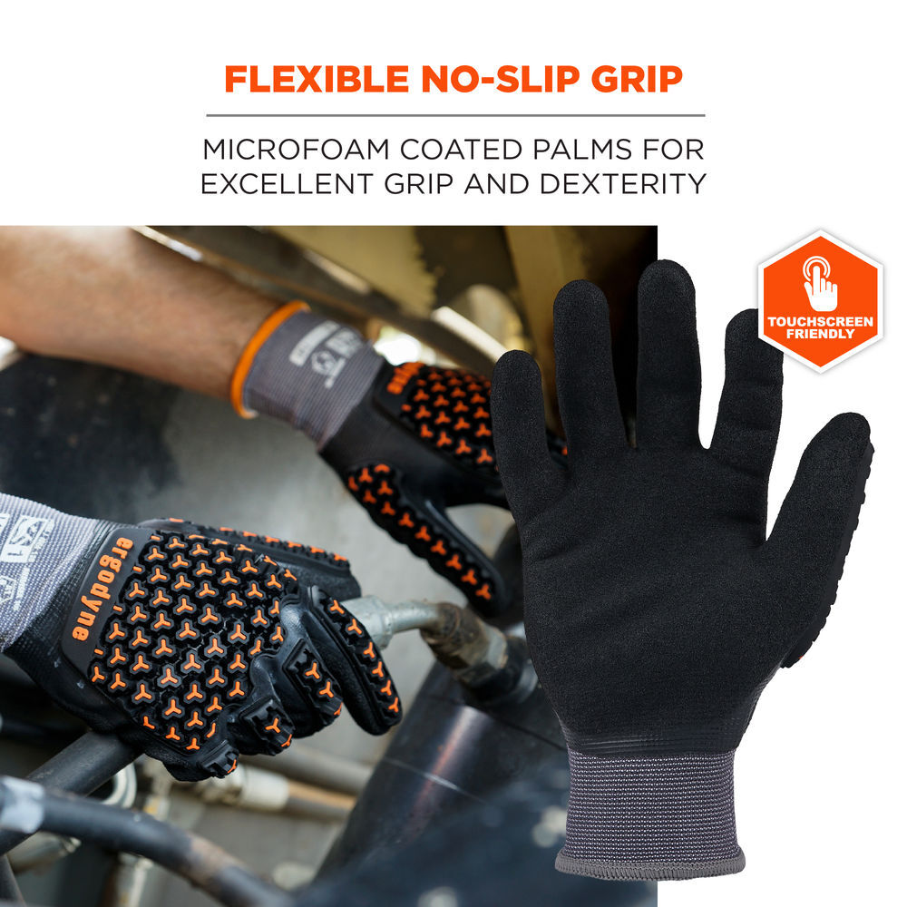 Ergodyne 7101 Full Nitrile Dipped Impact Gloves Medium Black, large image number 5