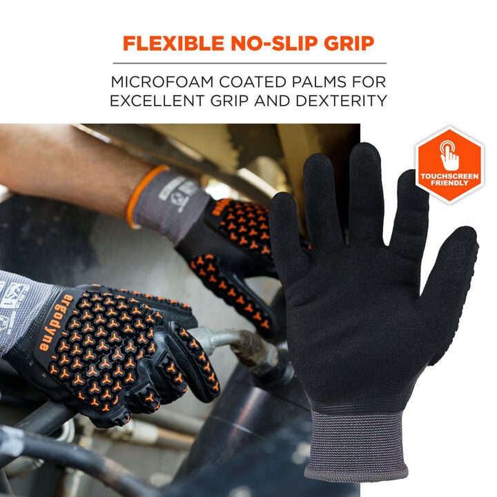 Ergodyne 7101 Full Nitrile Dipped Impact Gloves Medium Black, large image number 4