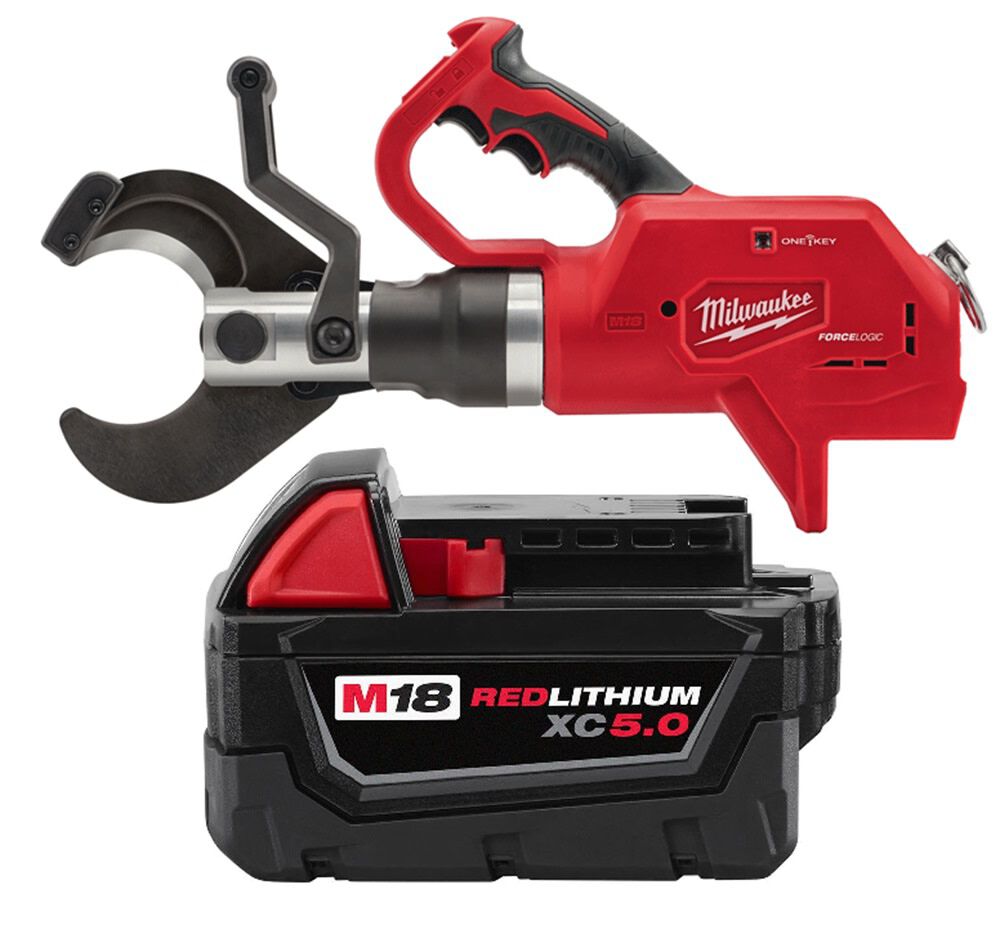 Milwaukee M18 FORCE LOGIC 3 Inch Underground Cable Cutter & M18 REDLITHIUM XC 18V 5Ah Battery Bundle, large image number 1