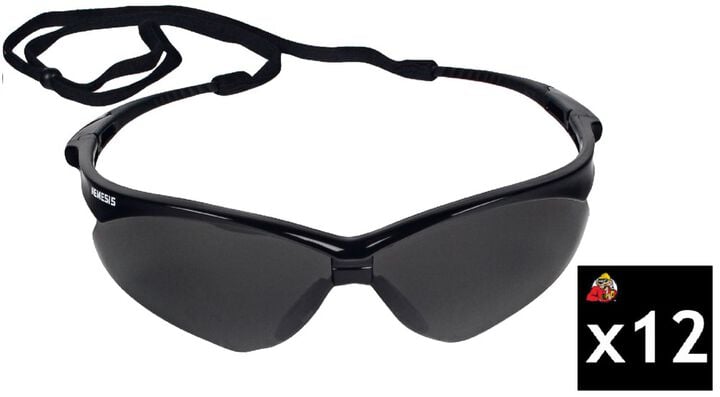 Ansell Protective Products Kleenguard Nemesis Safety Glass Black Frame Smoke Lens Pack of 12
