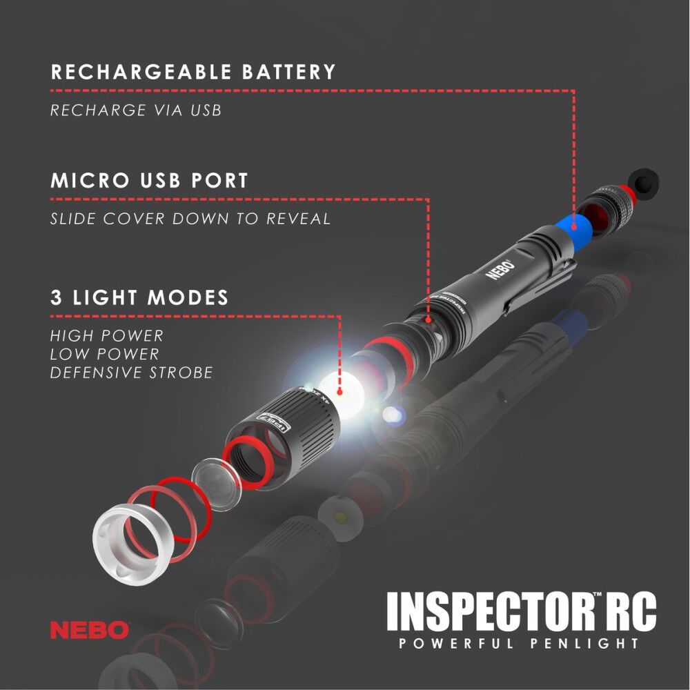 Nebo INSPECTOR RC Penlight 360 Lumens Black Rechargeable LED, large image number 8