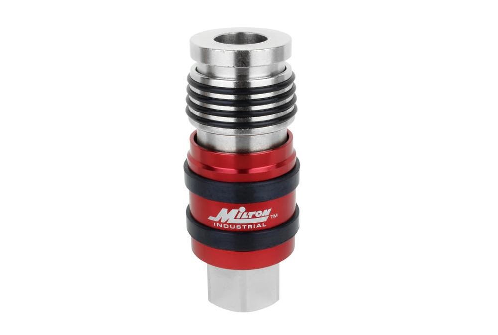 Milton 2 In ONE Universal Safety Exhaust Coupler 1/2in FNPT x 1/2in Body Flow - 1773