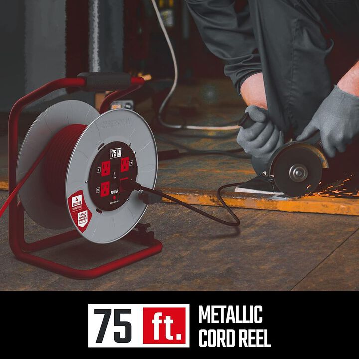 CRAFTSMAN 75 Foot Retractable Extension Cord Reel with 4 Outlets, large image number 5
