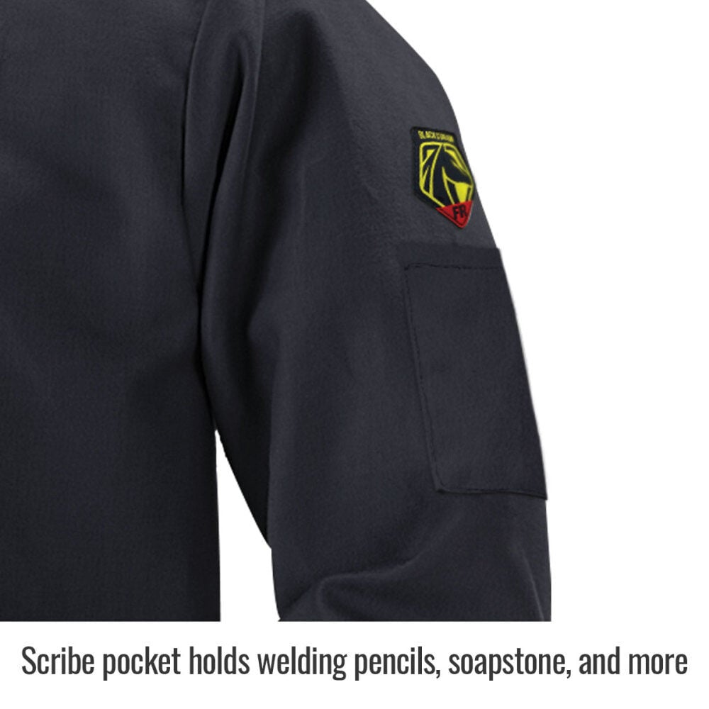 Black Stallion Welding Jacket 9oz Black FR Cotton 5X, large image number 4