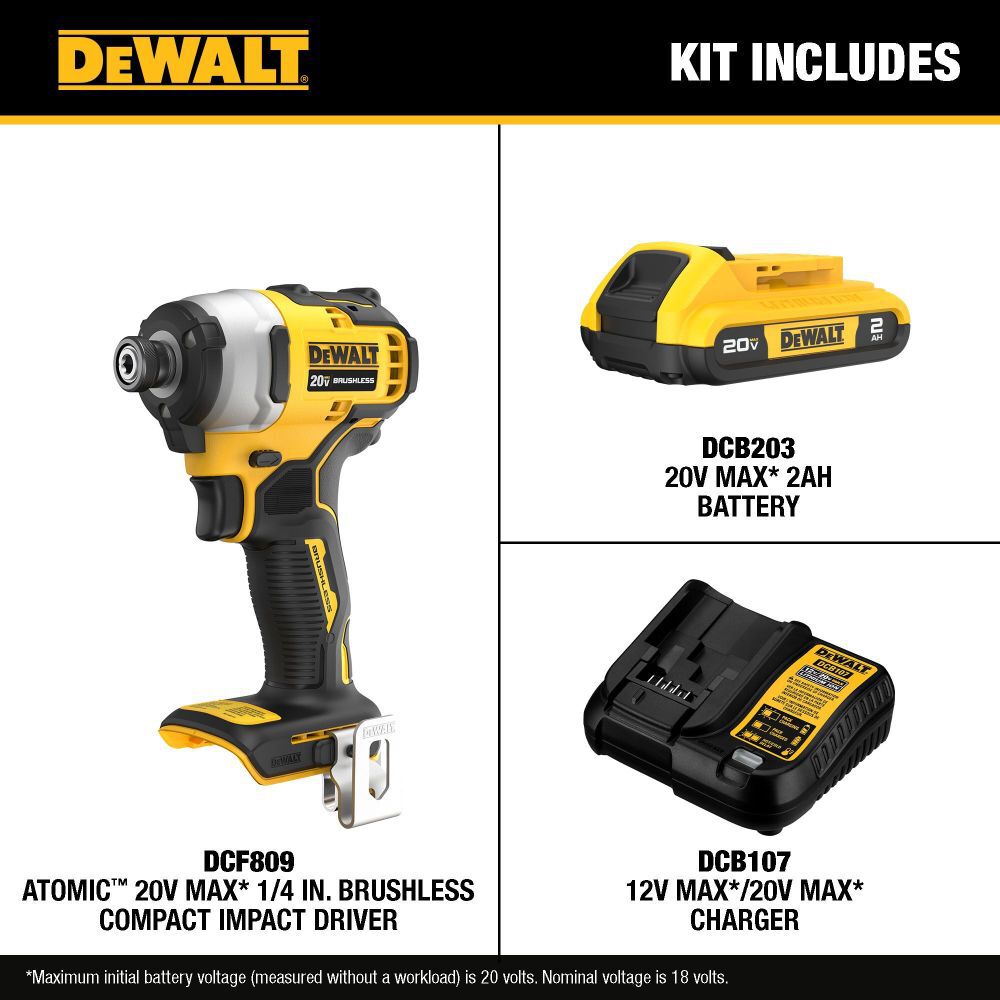 DEWALT ATOMIC 20V MAX Brushless Cordless Compact 1/4 Inch Impact, large image number 3
