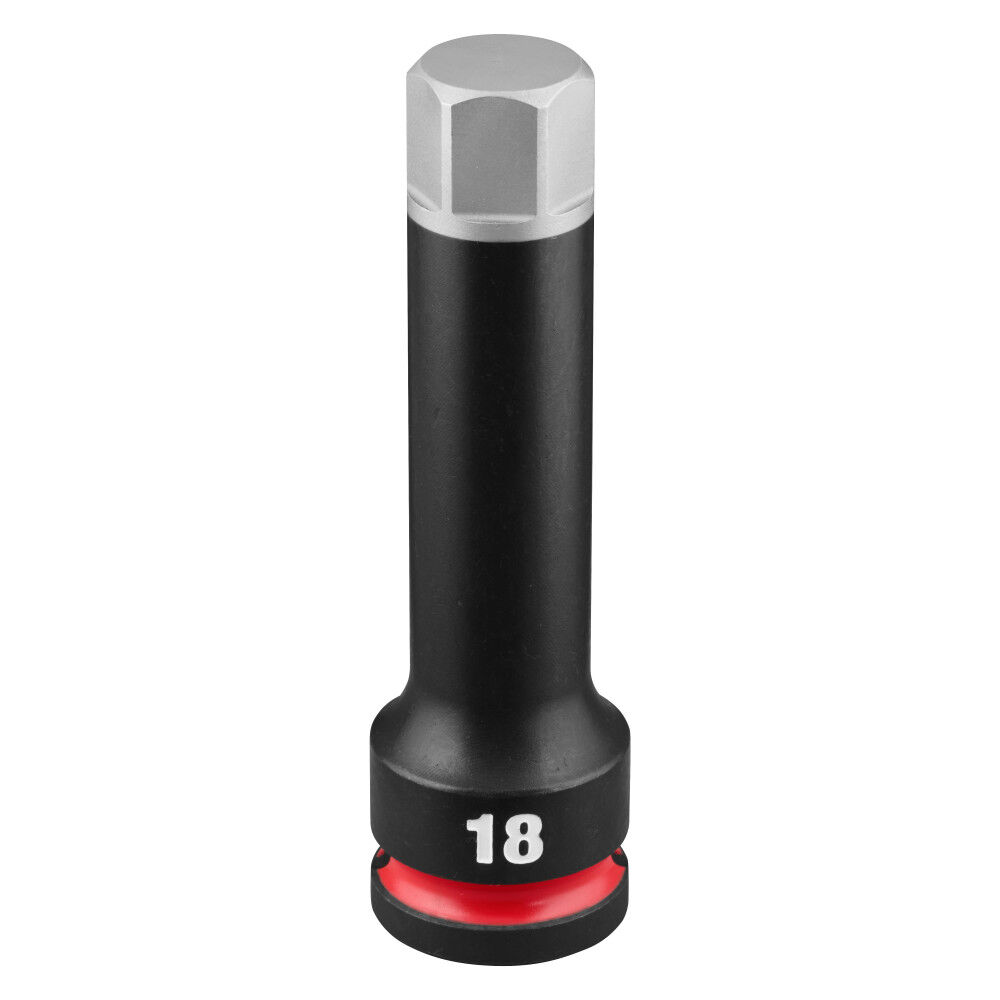 Milwaukee SHOCKWAVE Impact Duty 1/2 Inch Drive 4 Inch Hex 18mm Bit Socket - 49-66-7326
