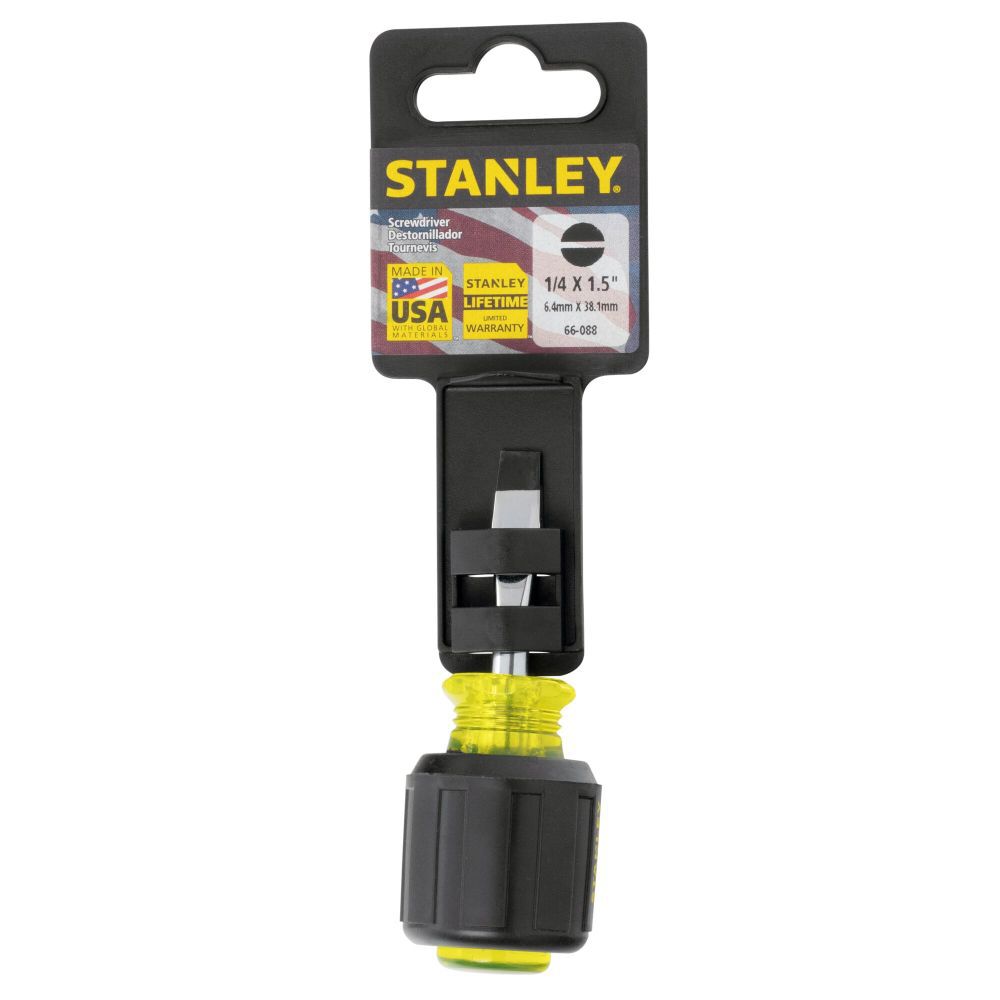 Stanley Vinyl Grip Standard Slotted Tip Stubby Screwdriver 1/4 in x 1-1/2 in, large image number 10