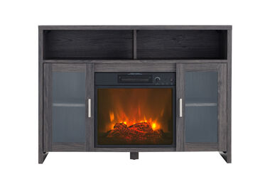 Hearthpro Black Fireplace with Glass Cabinet Doors