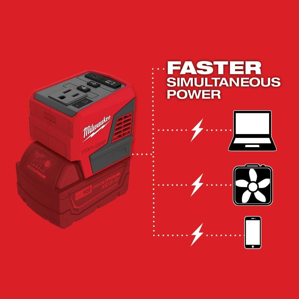 Milwaukee M18 TOP-OFF 175W Portable Power Supply Inverter, large image number 4