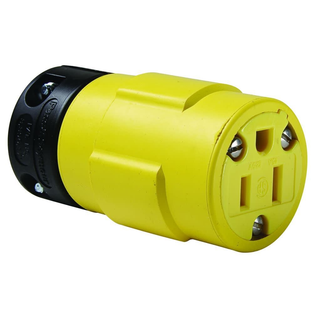 Waldom Electronics 125V 15A 2P 3 Wire NEMA 5-15 Yellow Straight Blade Female Plug, large image number 1