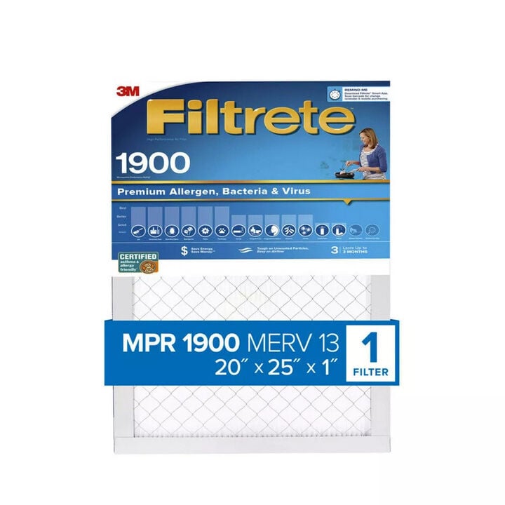 3M Filtrete 20 x 25 x 1-Inch 1900 MPR MERV 13 Allergen Defense Furnace Air Filter, large image number 1
