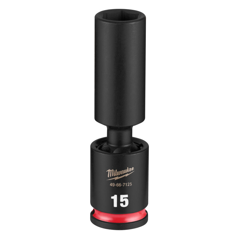 Milwaukee SHOCKWAVE Impact Duty 3/8 Inch Drive 15MM Deep Swivel Socket - 49-66-7125