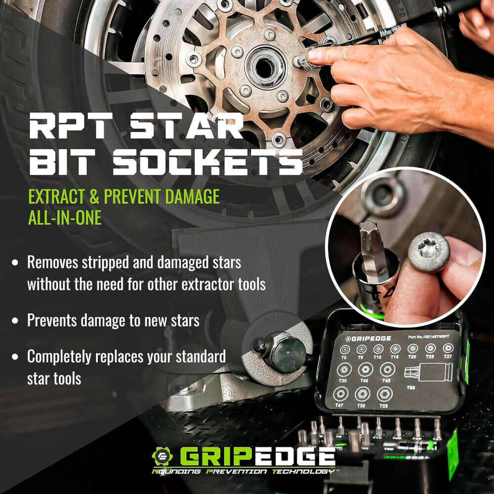 GripEdge Tools Rounding Prevention Technology 1/4 Inch Drive Star Driver Set 9 Pieces, large image number 5