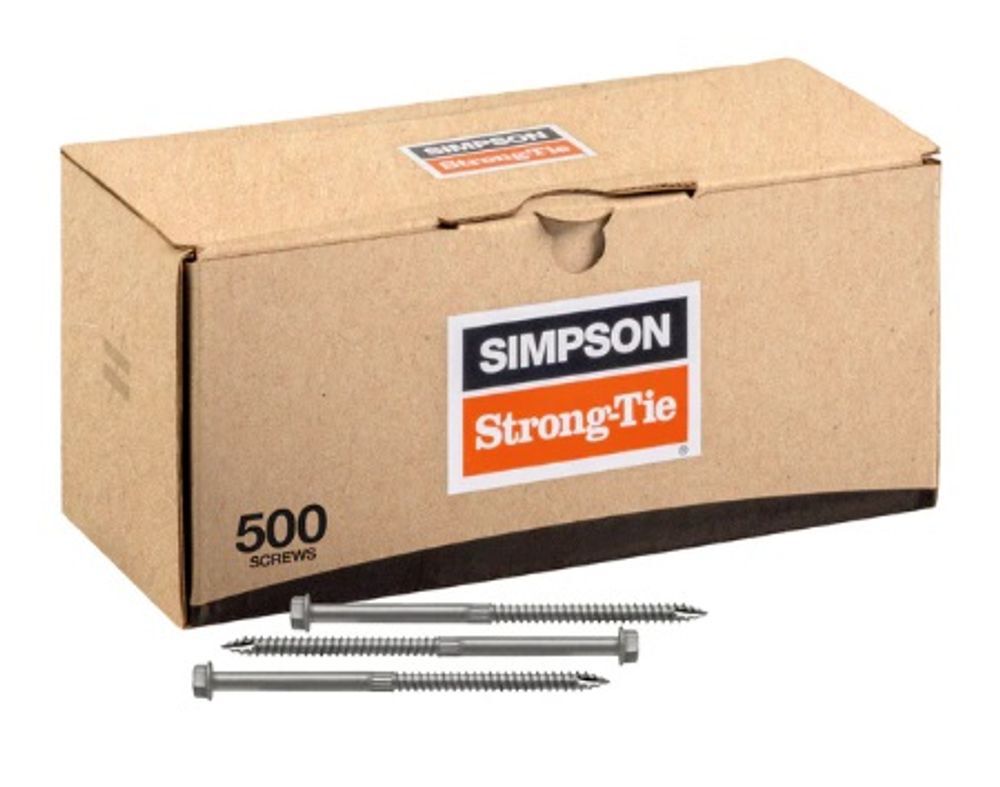 Simpson Strong-Tie 3/8 Inch Hex Drive x 5 Inch Steel SDS Heavy-Duty Connector Screw 500 Pieces, large image number 1