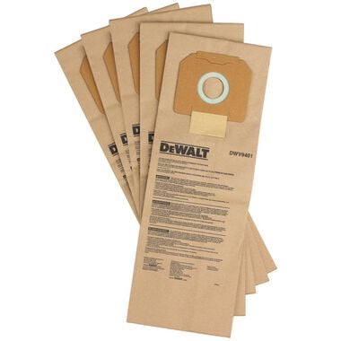 DEWALT Paper Dust Bag (5 Pack), large image number 0