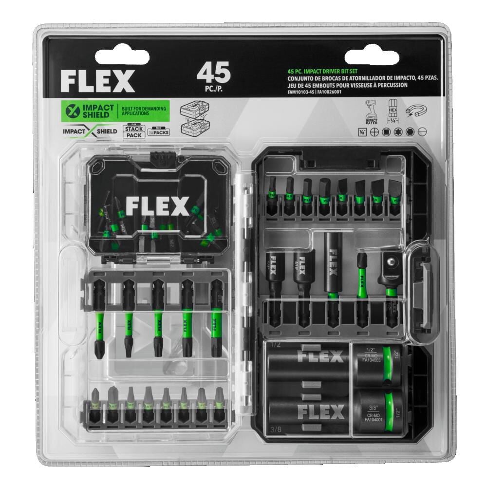 FLEX Impacks Impact Drill & Driver Bit Set 45pc - FAM10103-45