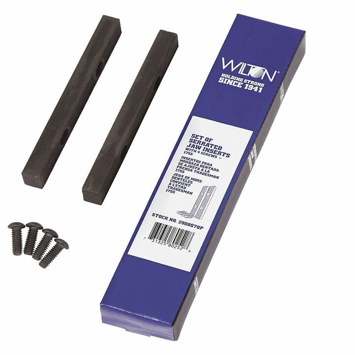 Wilton 5-1/2 Inch Steel Replacement Serrated Vise Jaw Set with Screws, large image number 1