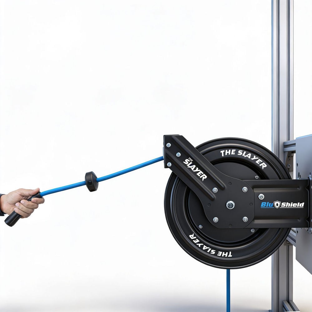 BluBird Blu Shield Slayer 1/4 Inch x 50 Ft Hybrid Pressure Washing Hose Reel, large image number 6