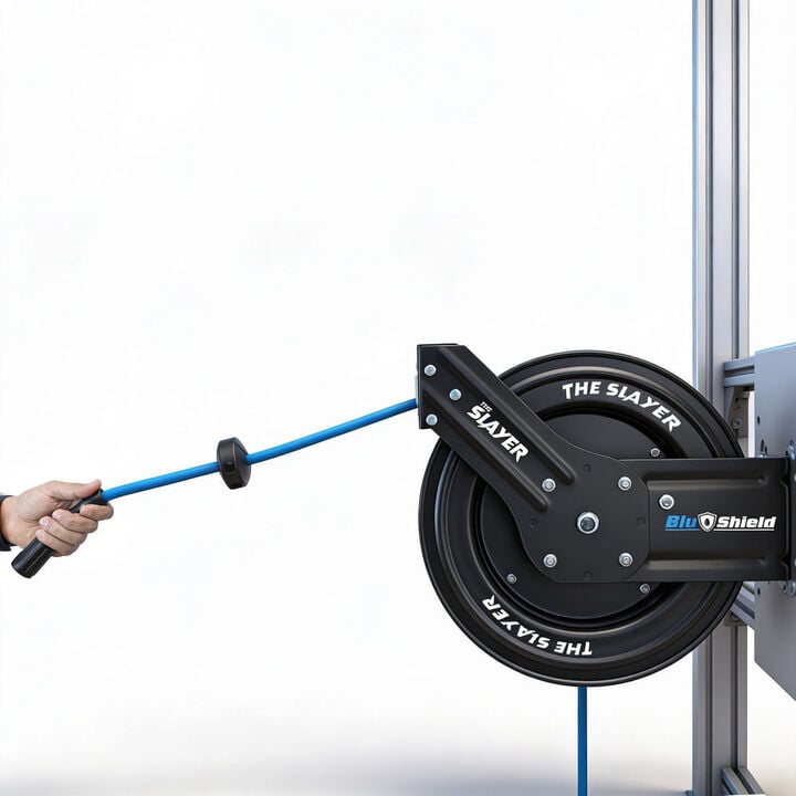 BluBird Blu Shield Slayer 1/4 Inch x 50 Ft Hybrid Pressure Washing Hose Reel, large image number 5