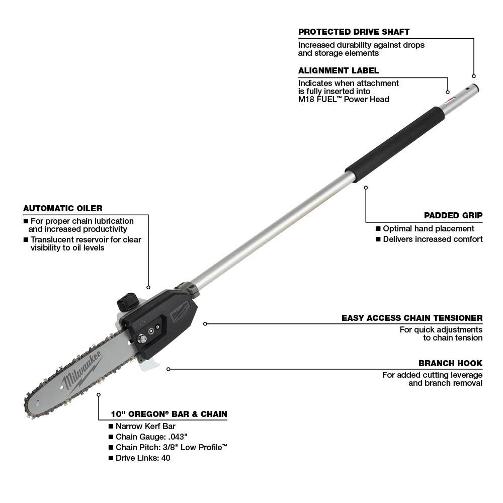 Milwaukee M18 FUEL QUIK LOK 10 in. Pole Saw Attachment 49 16 2720
