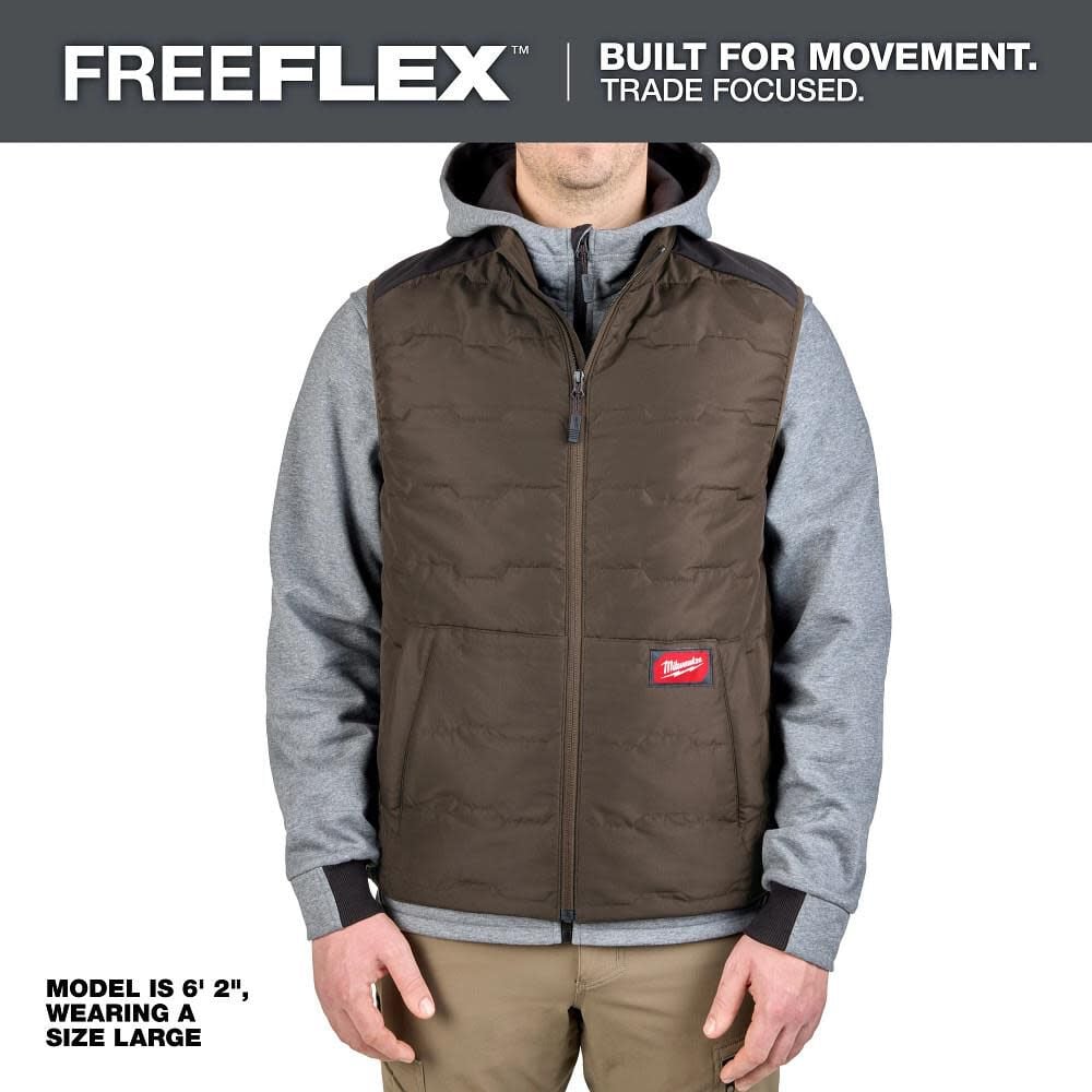 Milwaukee FREEFLEX Lightweight Insulated Vest Brown Size 2XL – M350N-2X