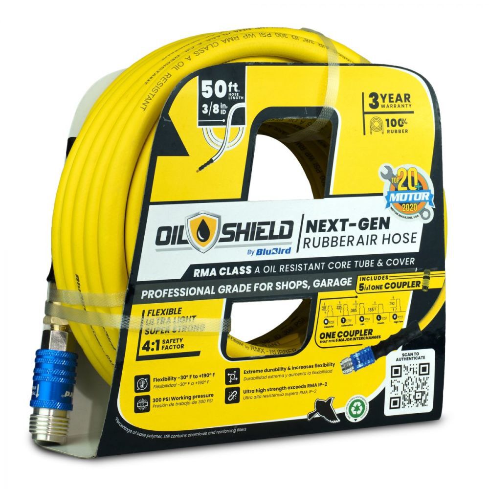 BluBird 3/8 Inch x 50 Ft RMA Class A Rubber Air Hose with 5-in-1 Coupler, large image number 4
