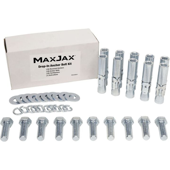 MaxJax 16500 Lbs 7/8 Inch Carbon Steel Anchor Bolt Kit with Fasteners