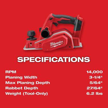 Milwaukee M18 3-1/4 in. Planer (Bare Tool), large image number 3