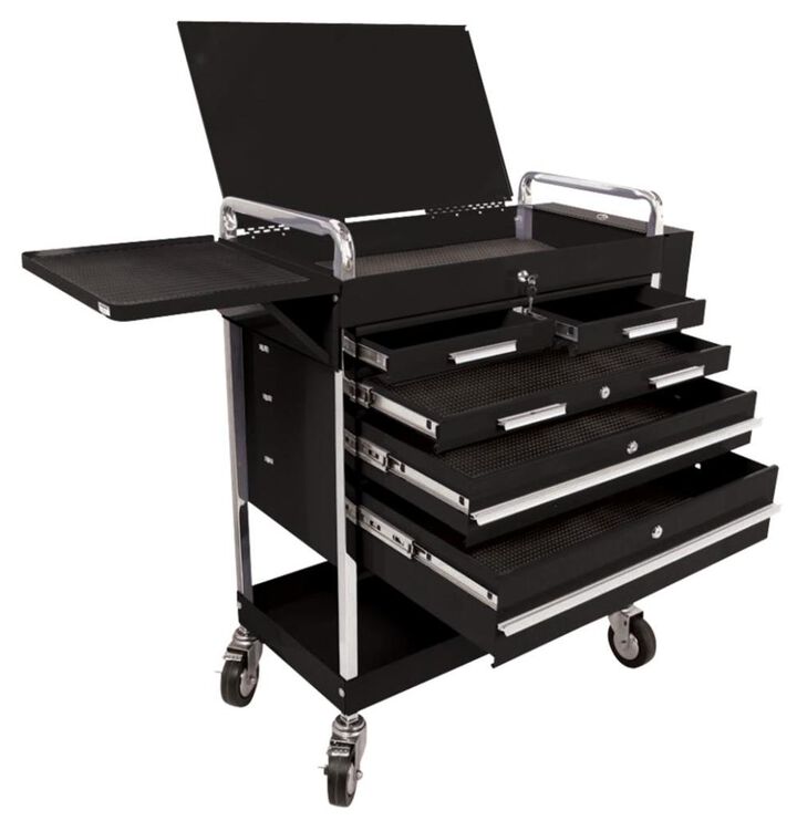 Sunex Heavy Duty 5 Drawer Service Cart - Black