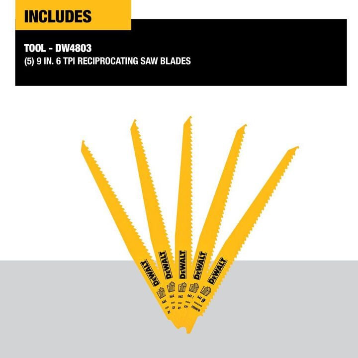 DEWALT 9-Inch 6-TPI Reciprocating Saw Blade, large image number 1