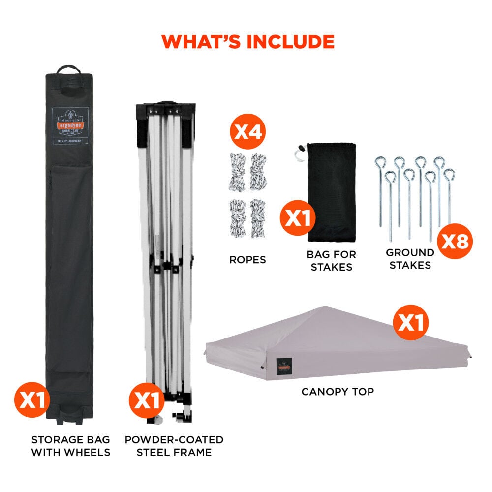 Ergodyne 10 Ft x 10 Ft Lightweight Pop-Up Tent White, large image number 7