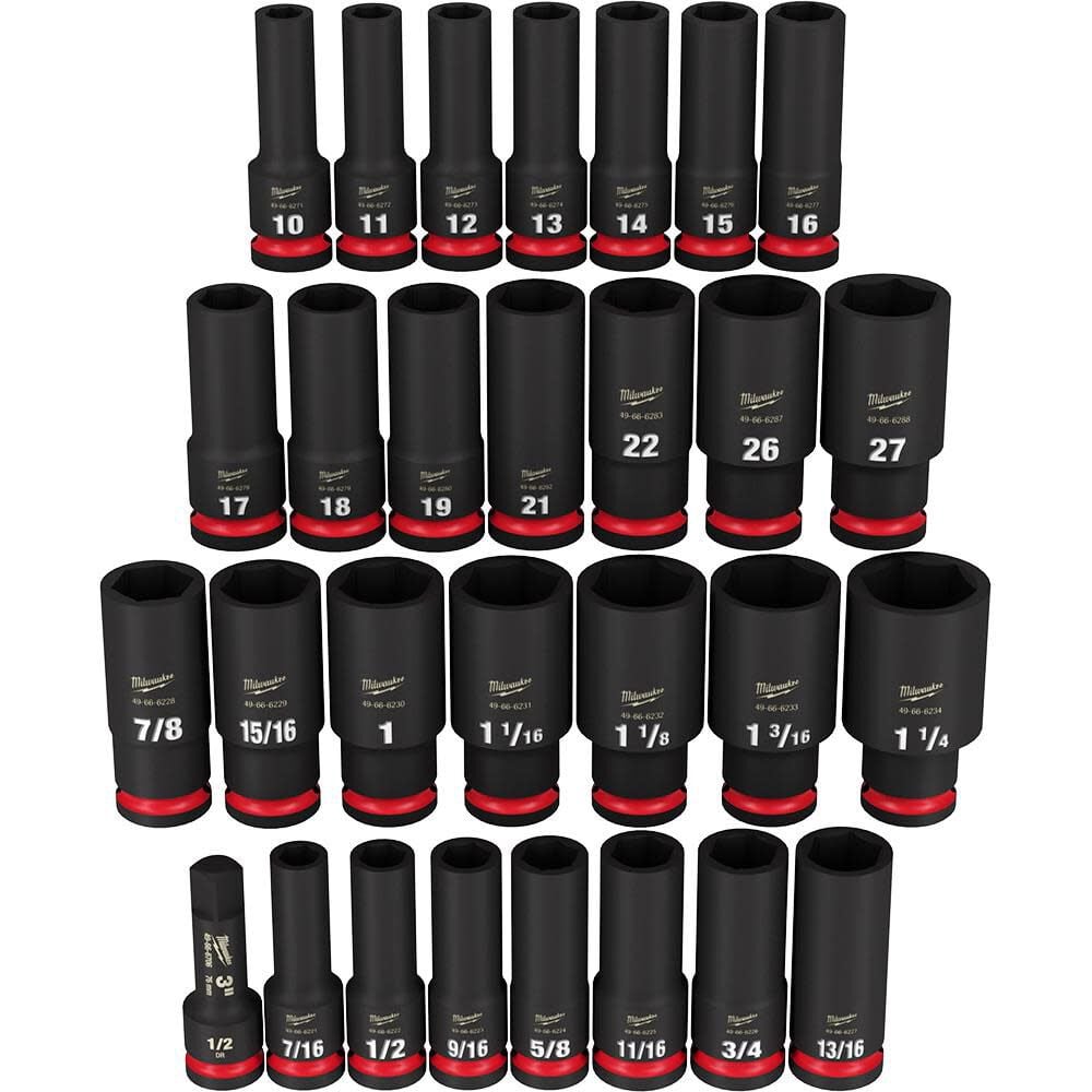 Milwaukee 1/2in Drive SAE & Metric Deep 6 Point Socket Set 29pc, large image number 1