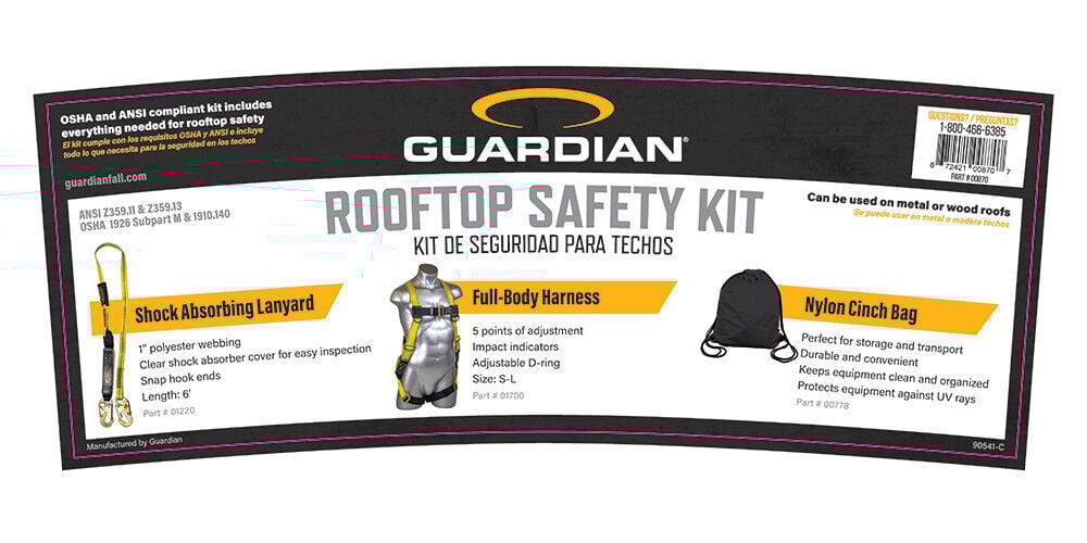 Guardian Fall Protection Little Bucket of Safe-Tie Roofing Kit Series 1 Medium/Large – 00870