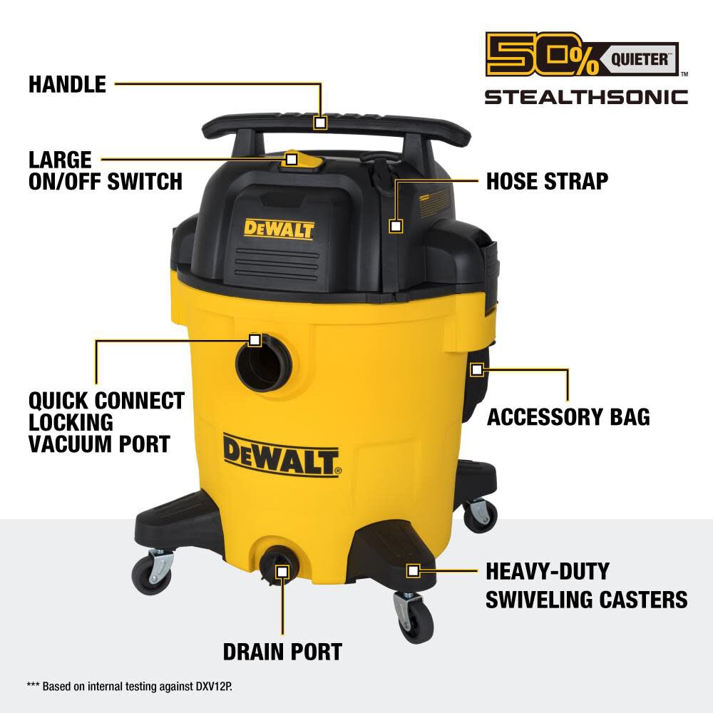 DEWALT 12 Gallon Stealth Sonic Wet/Dry Vacuum DXV12PQTA from DEWALT