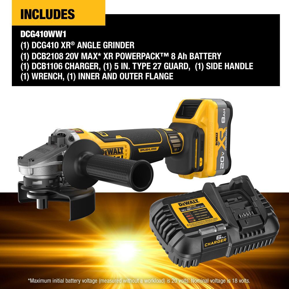 DEWALT 20V MAX XR 4 1/2 Inch - 5 Inch Grinder Kit with XR POWERPACK, large image number 3