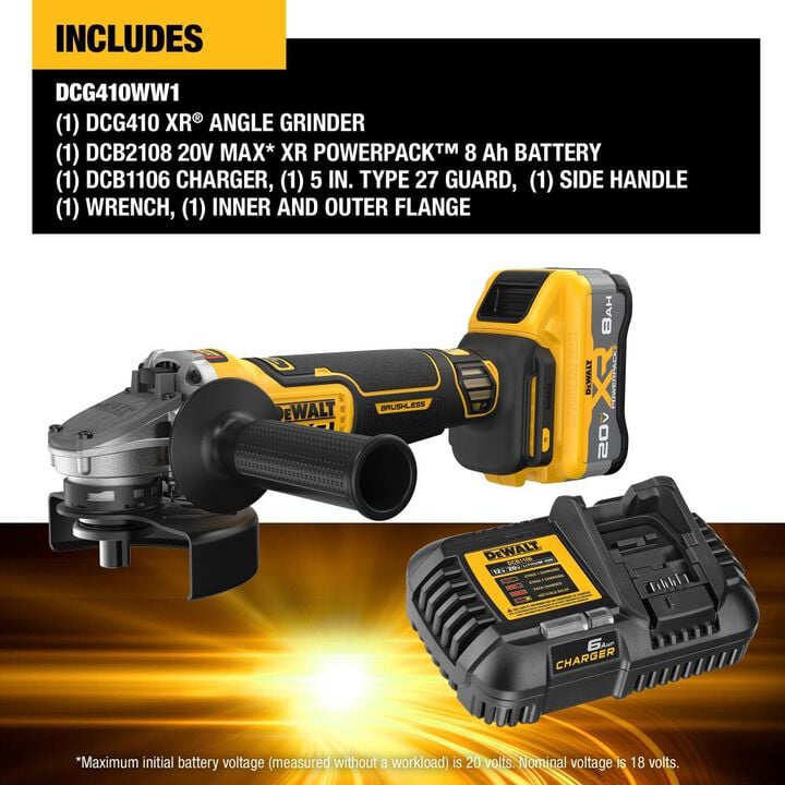 DEWALT 20V MAX XR 4 1/2 Inch - 5 Inch Grinder Kit with XR POWERPACK, large image number 2