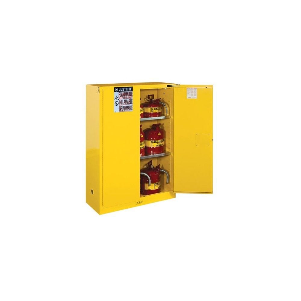 Justrite 60 Gallon Yellow Steel Self Close Flammable Cabinet, large image number 3