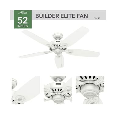 Hunter Fan Builder Elite Ceiling Fan 52in Indoor Snow White, large image number 1