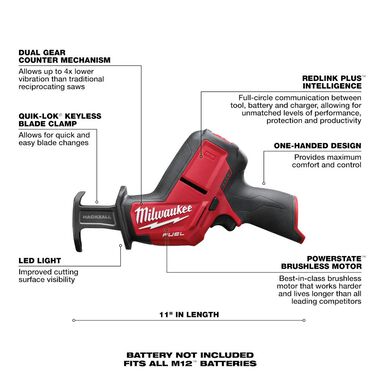Milwaukee M12 FUEL HACKZALL Reciprocating Saw (Bare Tool), large image number 5