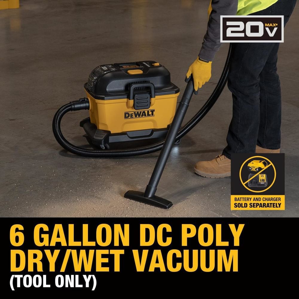 DEWALT 20V 6 Gallon 4 HP Cordless Wet/Dry Vacuum, large image number 3
