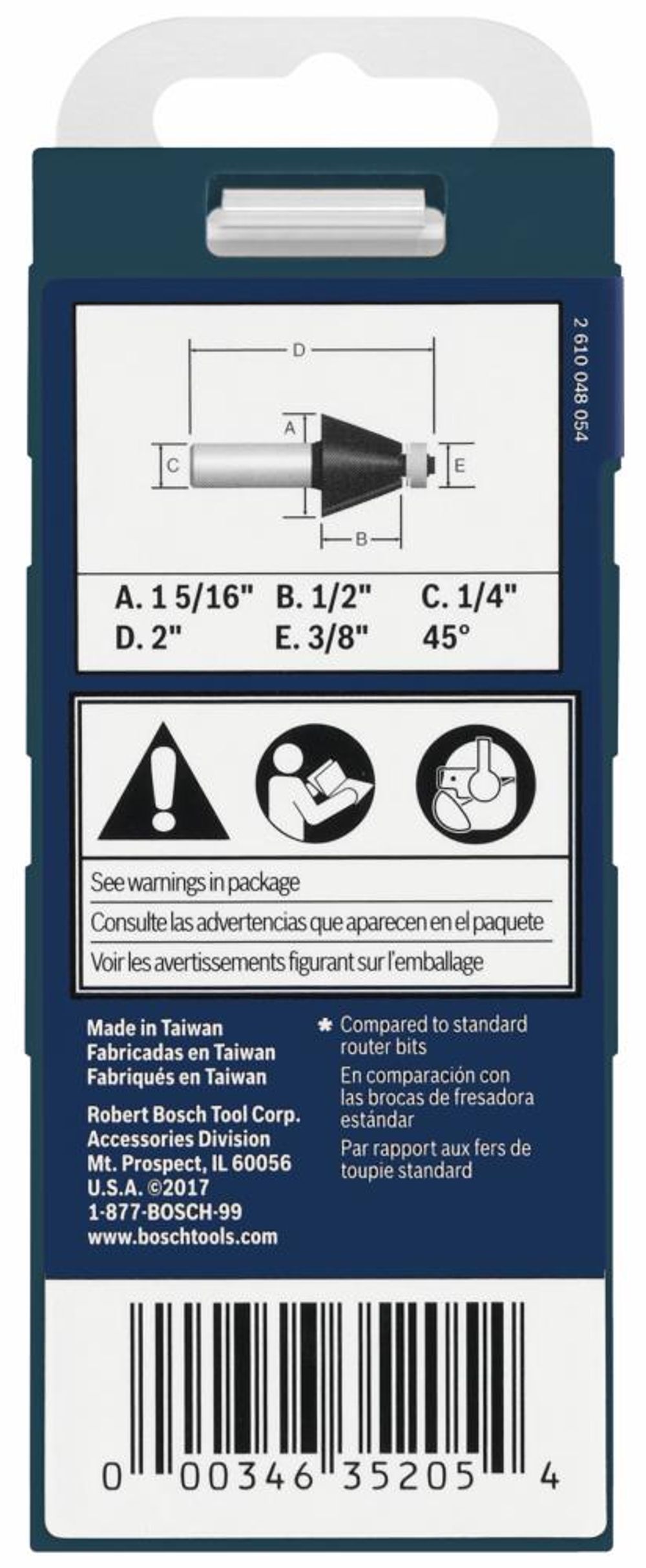 Bosch 1 5/16in x 45 Carbide Tipped Chamfer Router Bit, large image number 4
