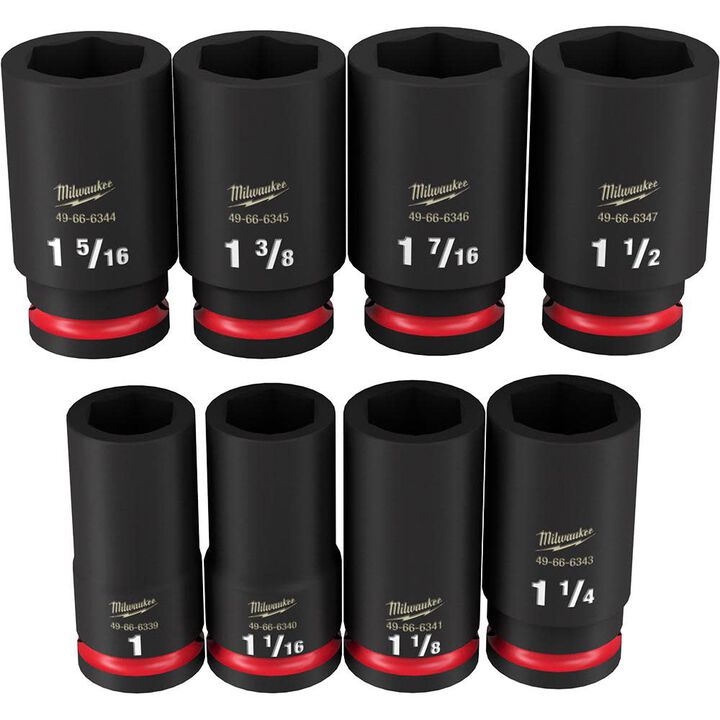 Milwaukee Impact Socket 3/4in Drive SAE 6 Point 8pc
