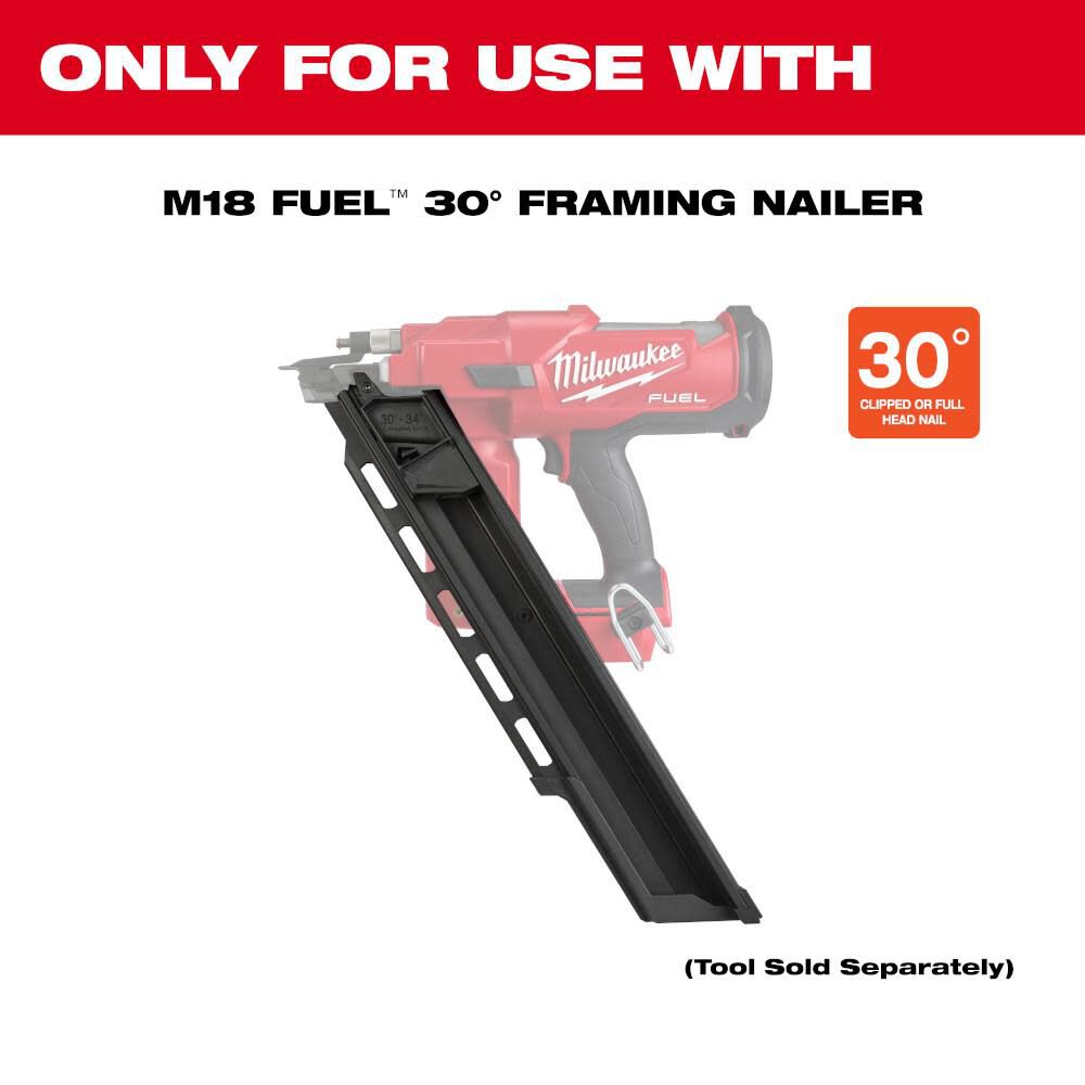 Milwaukee M18 FUEL 30 Degree Framing Nailer Extended Capacity