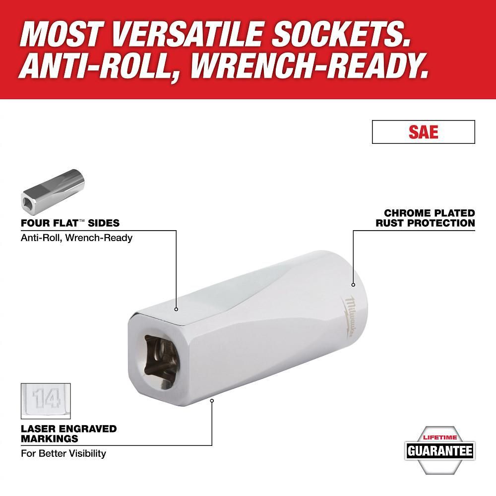 Milwaukee 3/8 in. Drive 13/16 in. SAE 6-Point Deep Socket, large image number 2