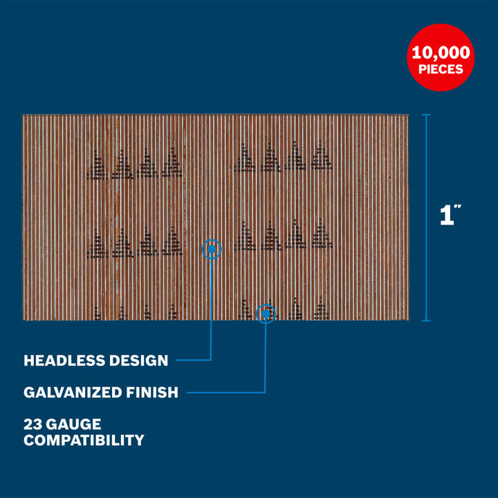 Bosch 1 Inch 23 Gauge Galvanized Pins, 10000 Pieces, large image number 1