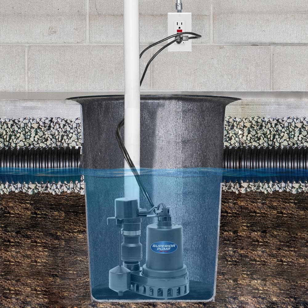 Superior Pump 1/2 HP Thermoplastic Sump Pump with Vertical Switch, large image number 8
