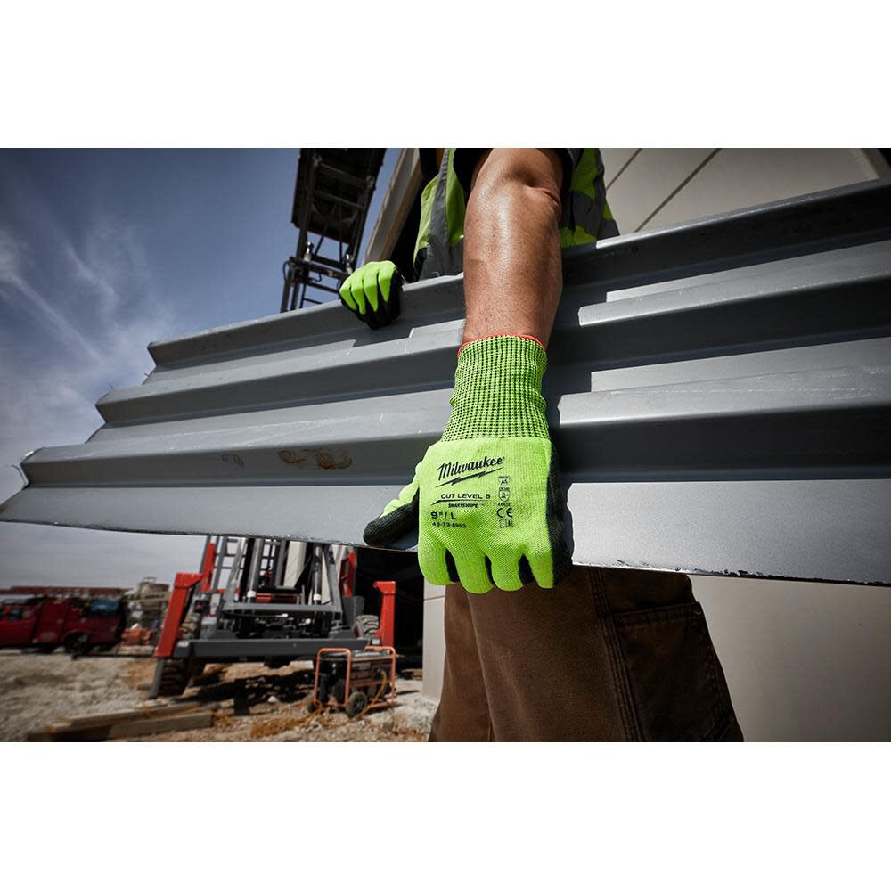 Milwaukee High Visibility Cut Level 5 Polyurethane Dipped Gloves, large image number 10