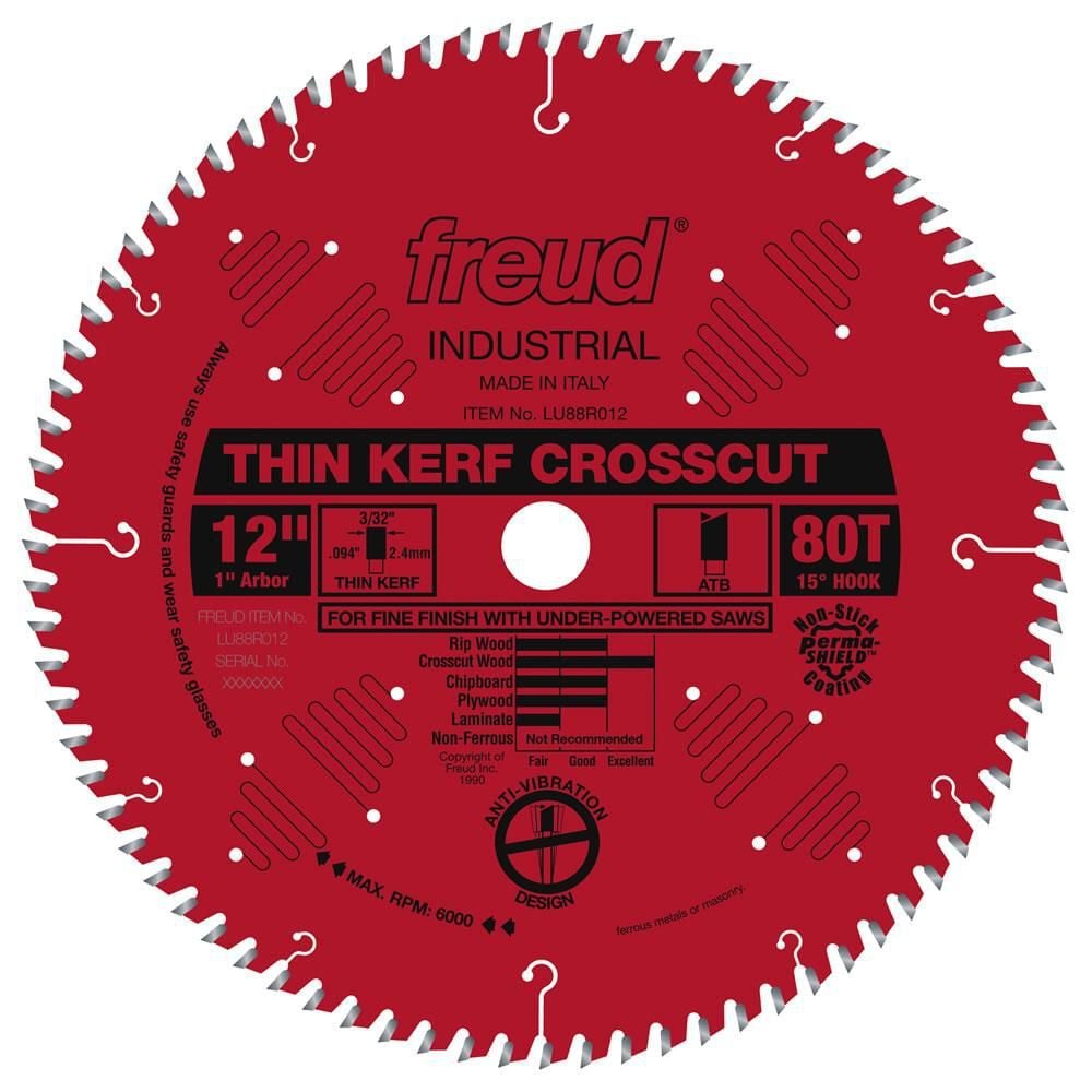 Freud 12in Thin Kerf Fine Finish Crosscut Blade with Perma-SHIELD Coating, large image number 1